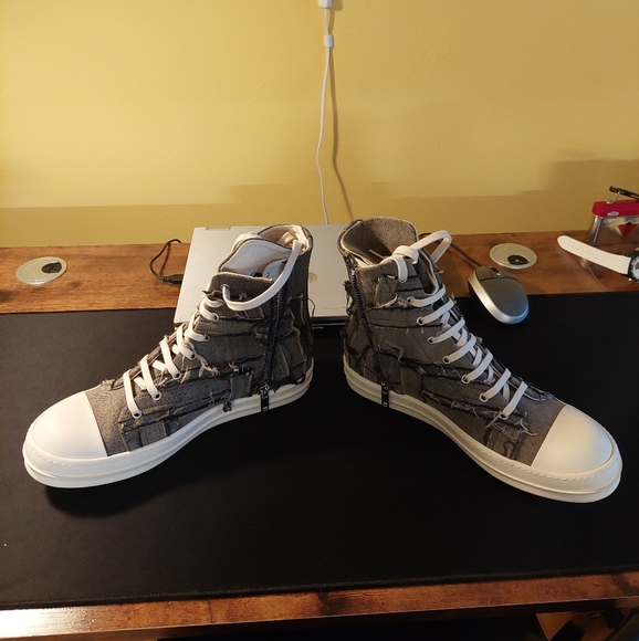 Rick Owens DRKSHDW Slashed Sneakers Mineral Pearl / Milk, size 11. - Picture 8 of 12